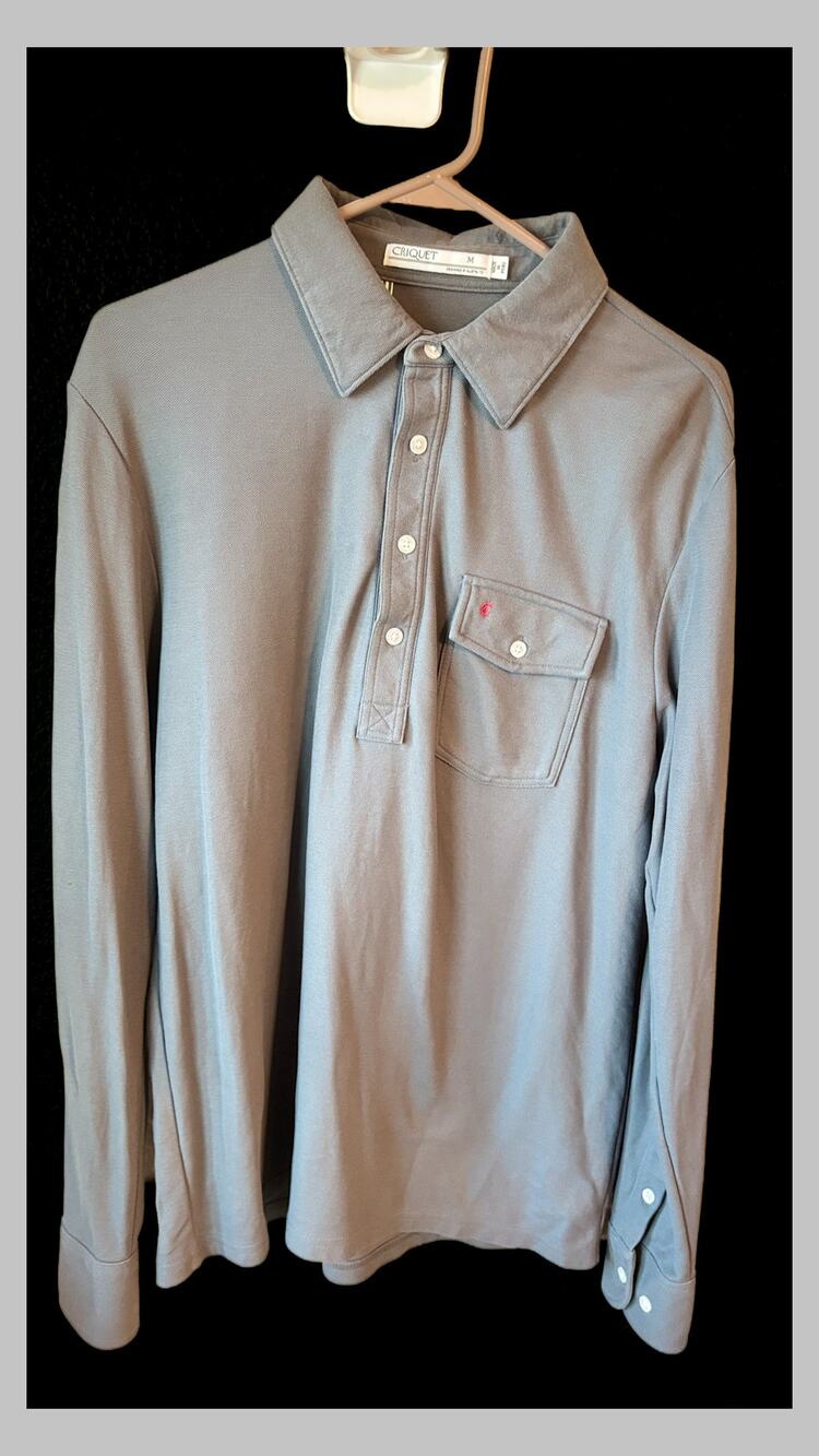 Criquet Men’s Medium Gray Long Sleeve Players Polo Shirt Austin Texas